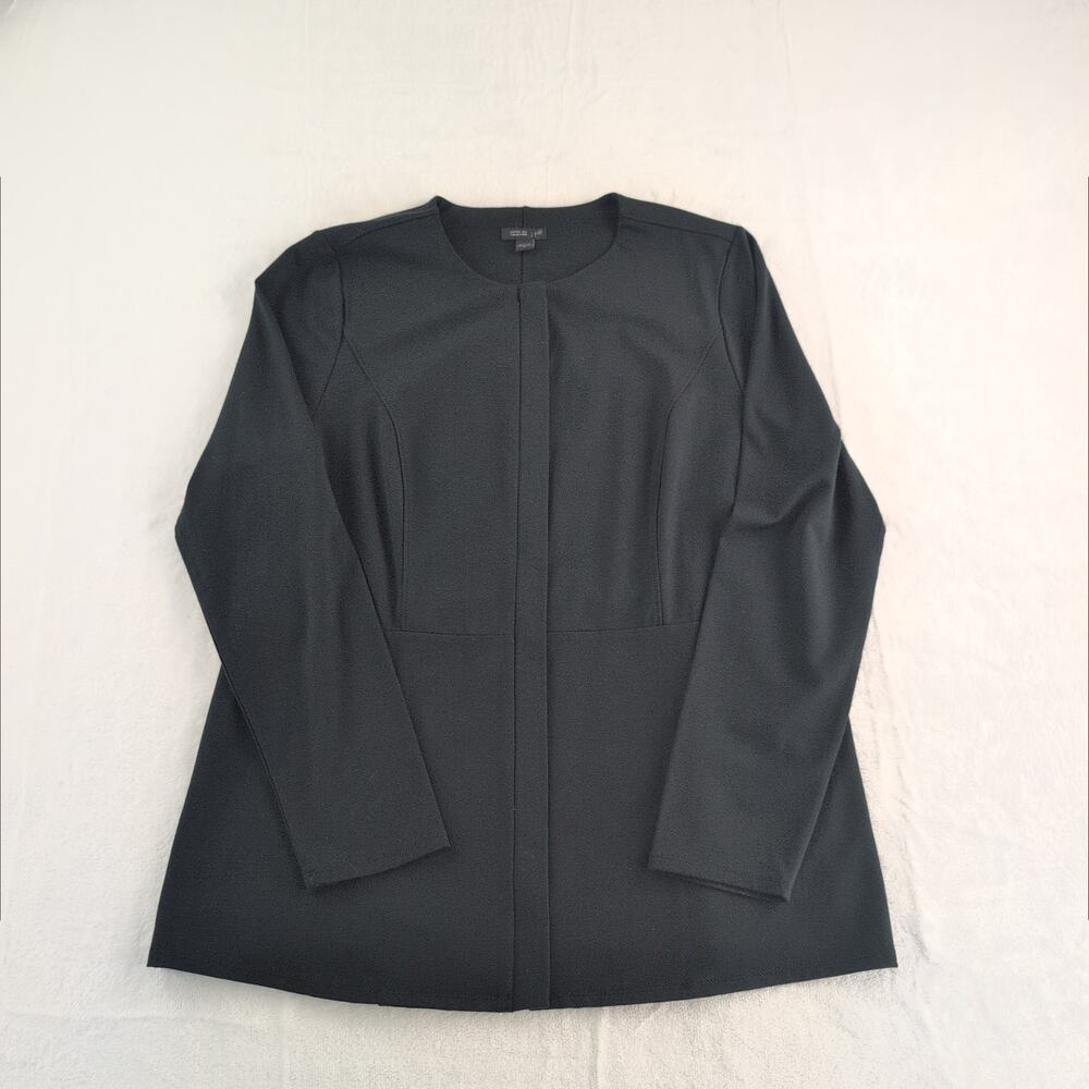 J. Jill Wearever Collection Black HiddenZipper Ponte Stretch Coatigan Women'sMed